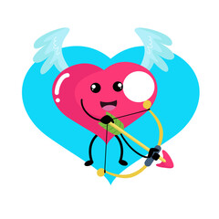 vector cute heart angel holding love arrow cartoon icon illustration