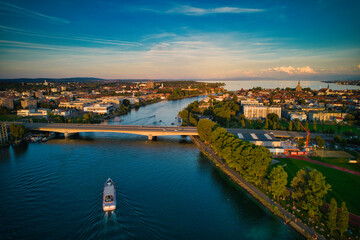 Sunset in Konstanz, Germany. Rhine River