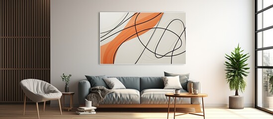 Ideal wall decoration with a stylish, creative, minimalist artistic line painting composition.