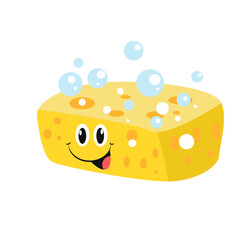 Vector cute sponge cartoon icon illustration