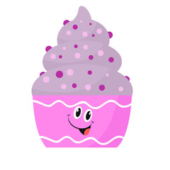 vector cute cup cake character illustration