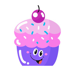 vector cute cup cake character illustration