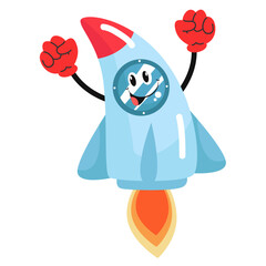 Vector cute rocket cartoon vector icon illustration