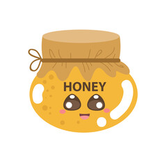 vector cute jar honey character illustration