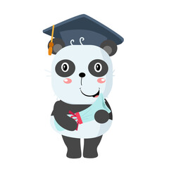 vector cute panda celebrating graduation cartoon vector icon illustration