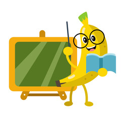 Vector cute banana teaching cartoon mascot illustration