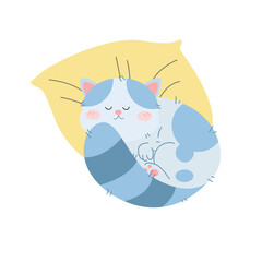 vector cute cat sleep on a pillow cartoon vector icon illustration animal nature