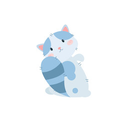 vector cute cat  was sitting and looking back cartoon vector icon illustration animal nature