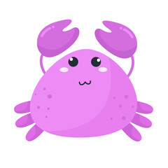 vector smiling cartoon purple crab raise hands