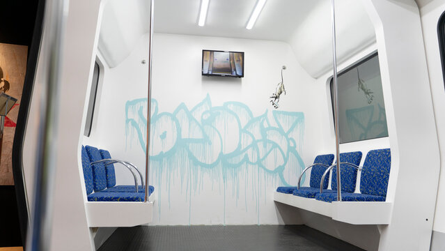 Moscow, Russia, September 02, 2022: Banksy Exhibition in Moscow