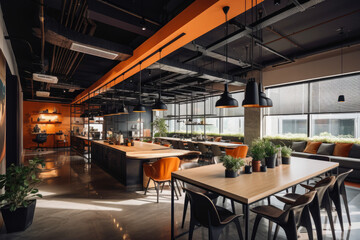 A Glimpse into the Modern Industrial Oasis: An Office Interior Brimming with Raw Charm and Sleek Elegance