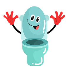 Vector cute funny smiling happy toilet bowl. flat cartoon character illustration icon 