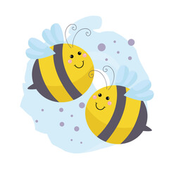 vector two bees flying in the sky