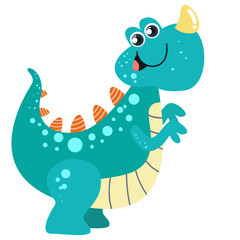vector happy cartoon dinosaur character smiling