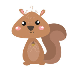 Vector cute squirrel standing  vector icon illustration animal nature