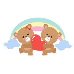 Obraz na płótnie Canvas vector valentines day cute couple bear