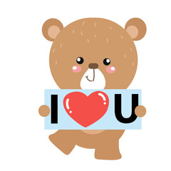vector cute bear with the words i love you