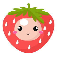 Obraz premium vector strawberry character with funny face