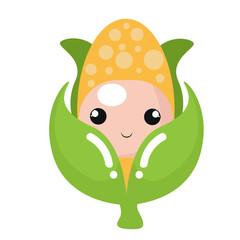 vector corn cartoon illustration with smile