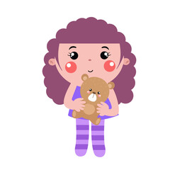 cute beautiful girl holding teddy bear