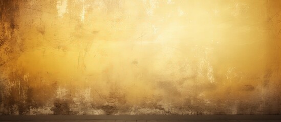 Vintage yellow grunge wall with light beam.