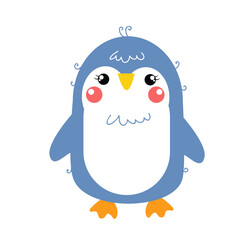 cute happy penguin cartoon icon illustration. 