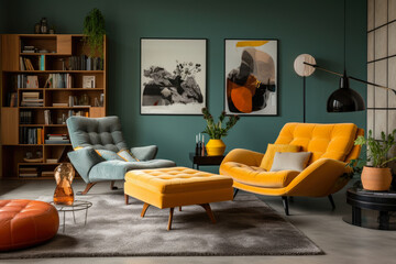 A Cozy Blend of Retro and Modern: Step into a Stylish Living Room with a Dash of Nostalgia