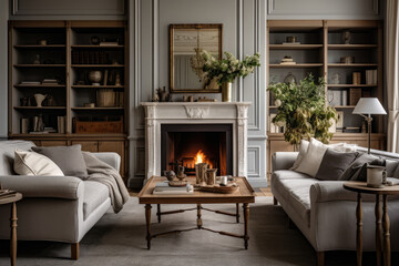 Elegant Vintage Living Room Interior with Timeless Charm and Classic Décor