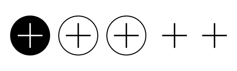 Plus Icon set illustration. Add plus sign and symbol