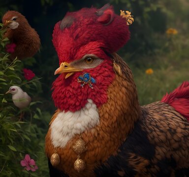 Desi chicken hen with crown