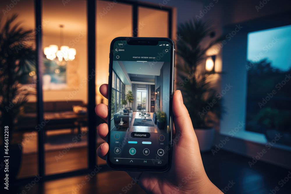 Poster a smart home security system with sensors on doors and windows to detect intrusions. generative ai.