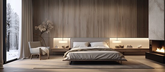 Stylish bedroom with cozy ambiance and stunning aesthetic.