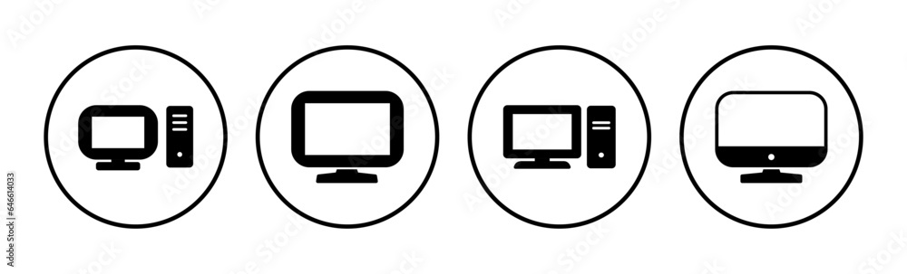 Poster computer icon vector. computer monitor icon.