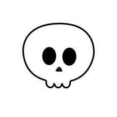Vector retro groovy cartoon outline skull isolated on white background