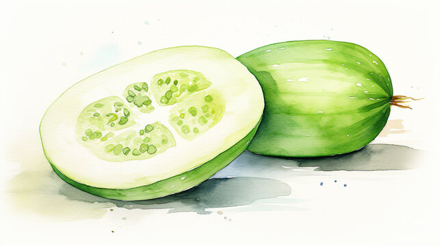 冬瓜の水彩イラスト