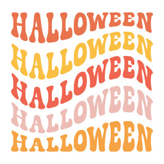 Vector retro groovy different color Halloween lettering isolated on white background