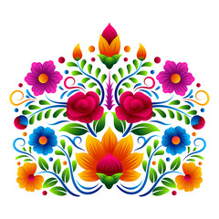Mexican folk art floral vector,  Dia de los muertos flower frame vector design