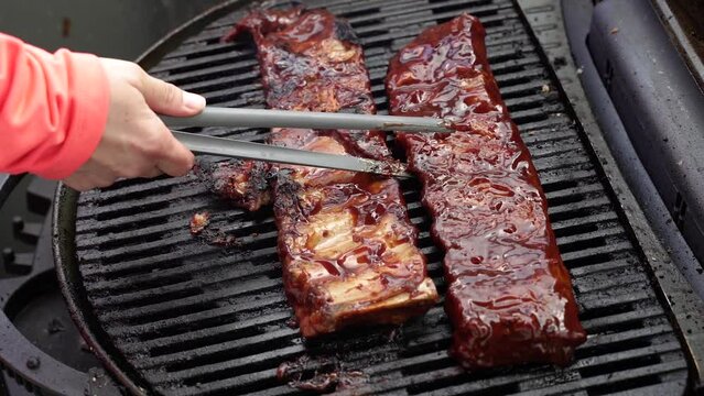 Food. The meat is grilled. Pork ribs.