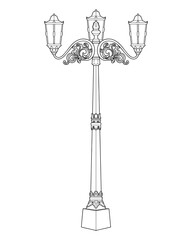 lamp post line vector illustration