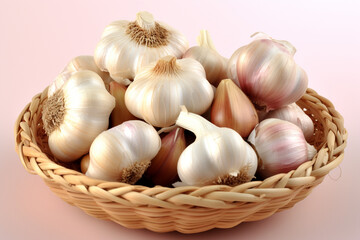 Garlic onion bawang putih gelar Fresh foods vegetable spices agriculture organic healthy