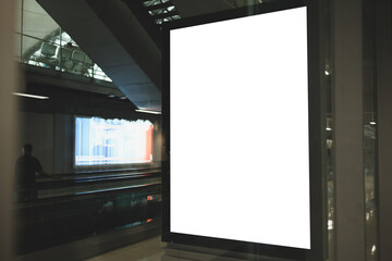 blank advertising billboard at terminal of airport.