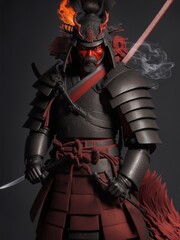 Fototapeta premium Japanese samurai portrait, generative AI
