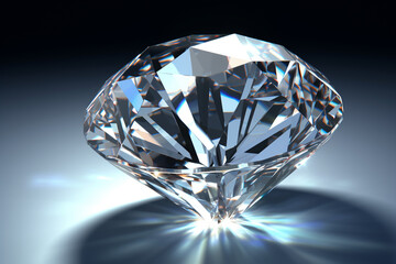 Beautiful 3D Rendered Shiny Diamond in Brilliant Cut on Black Background