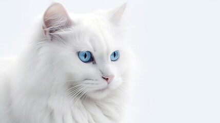 Obraz premium free photos cute white cat white background.Generative AI