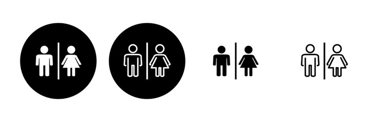 Toilet icon set. restrooms icon vector. bathroom sign. wc, lavatory