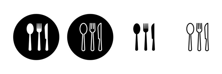 spoon and fork icon set. spoon, fork and knife icon vector. restaurant icon