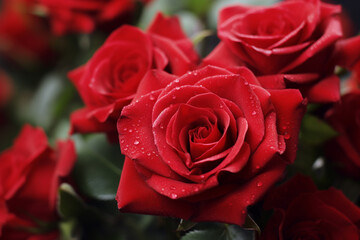 A beautiful red rose symbolizes love and happiness