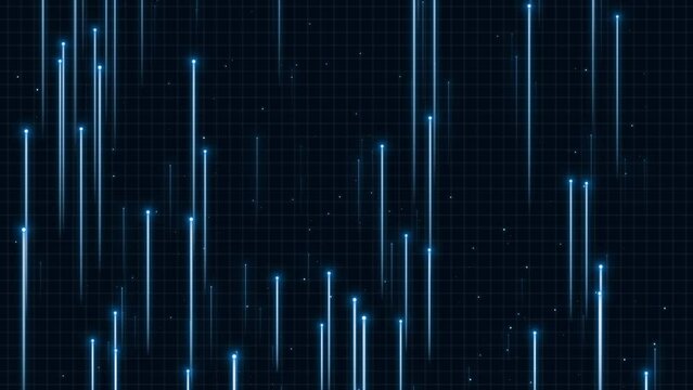 Abstract background technology Animation wave pattern . Digital dynamic wave of particles. Abstract dark futuristic background. Big data visualization.