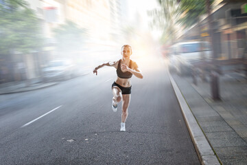 Young female runner. Mixed media