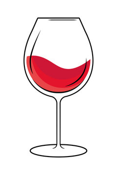Vector icon of a glass with red wine. Flat design